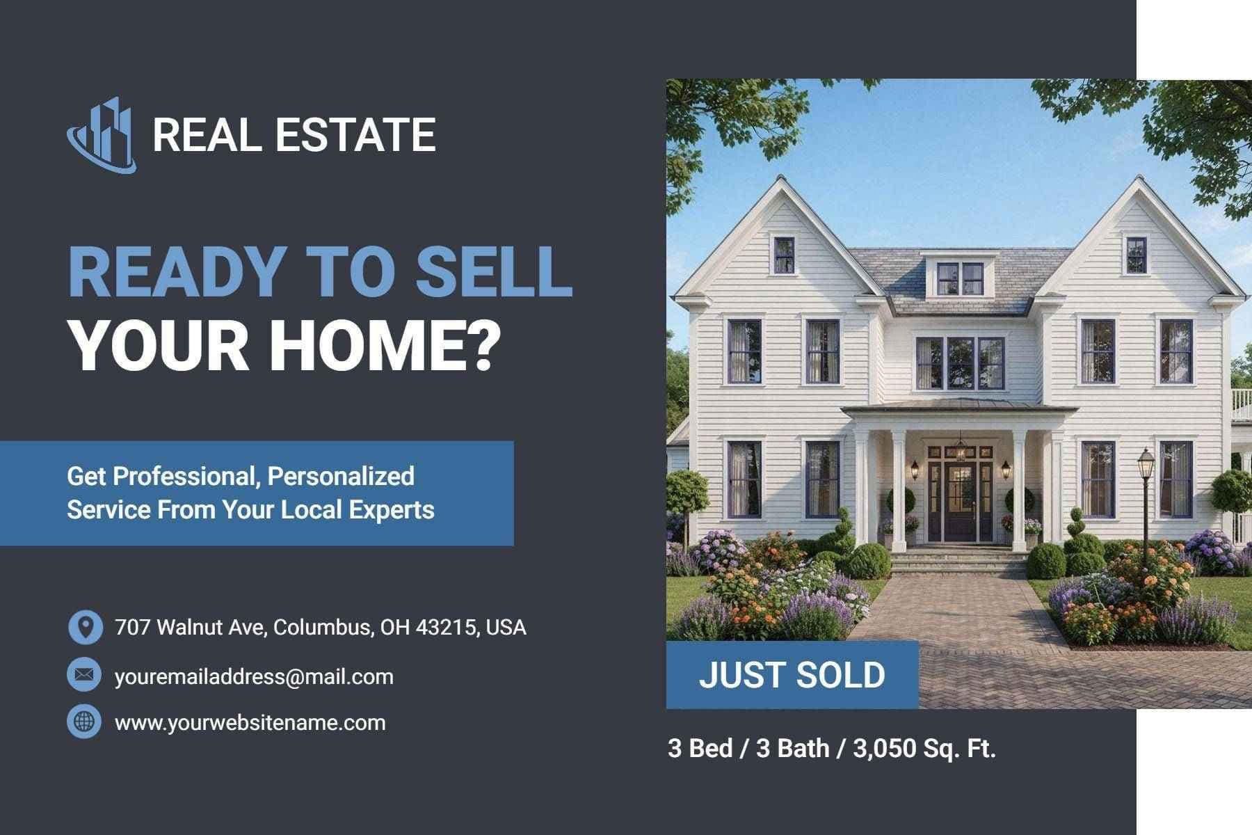 Professional Real Estate Service Promotion Postcard Template
