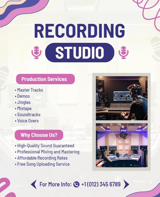 Professional Recording Studio Service Flyer Template