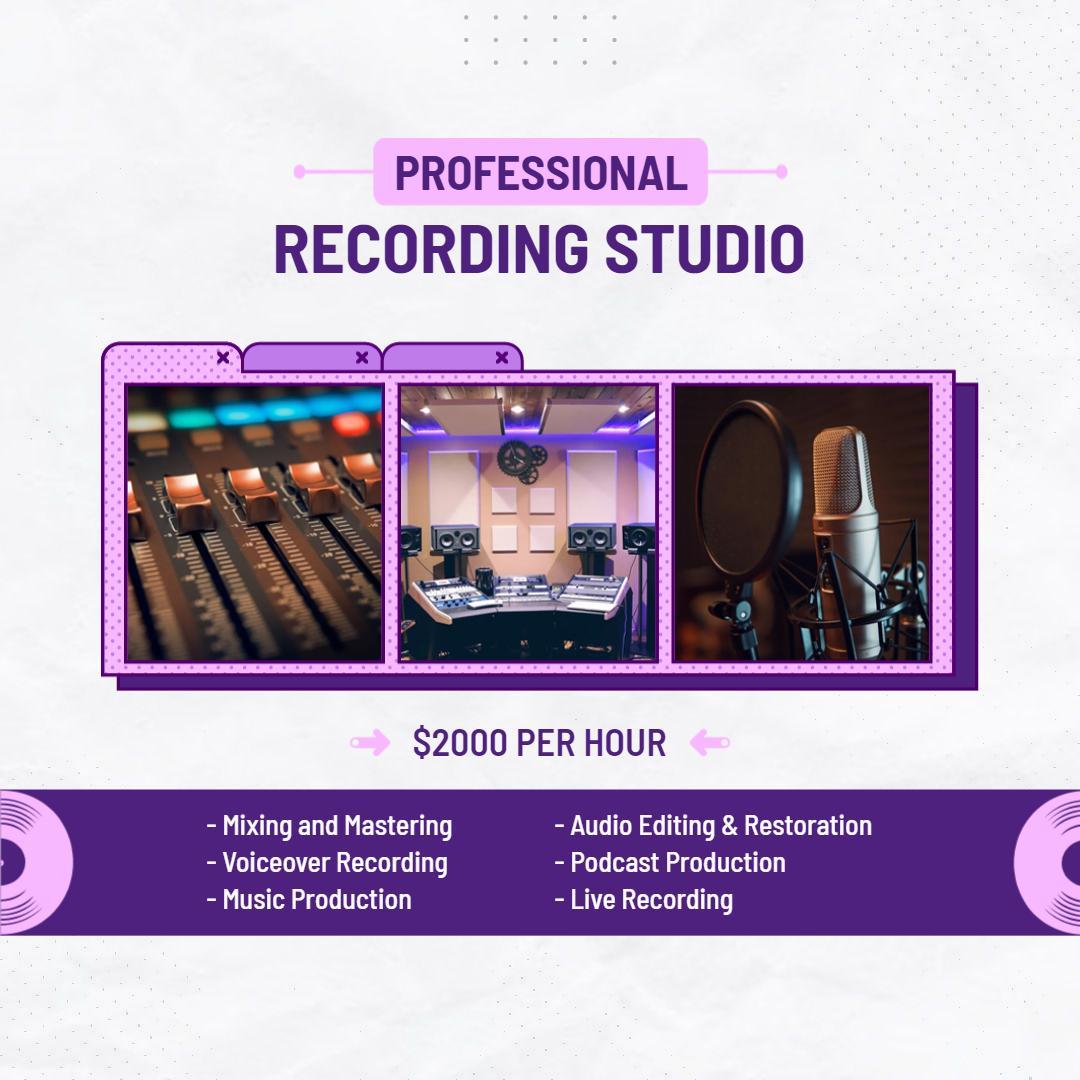 Professional Recording Studio Services Instagram Flyer Template