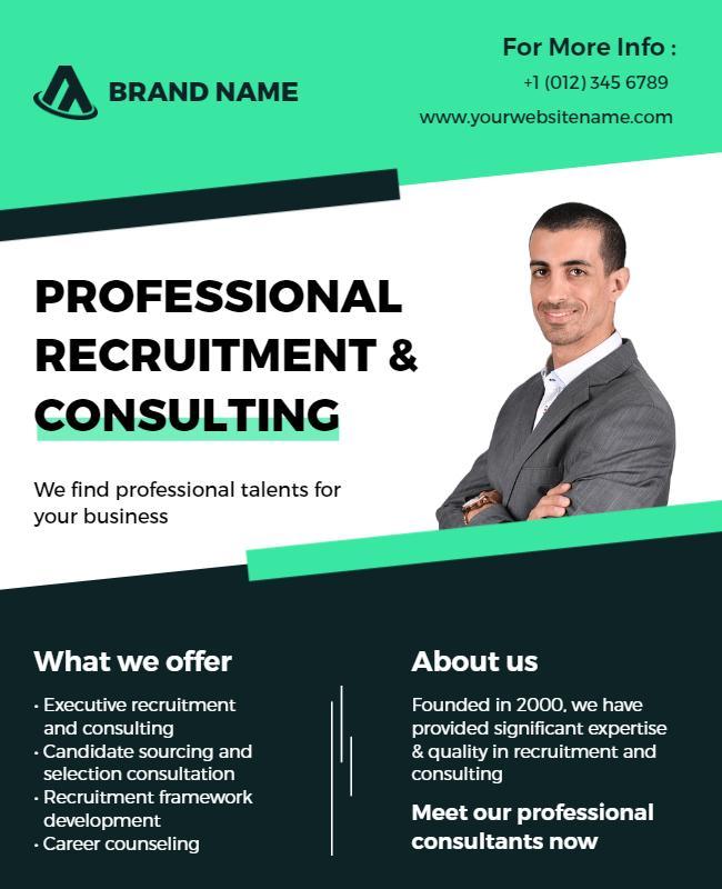 Professional Recruitment and Consulting Services Flyer Template