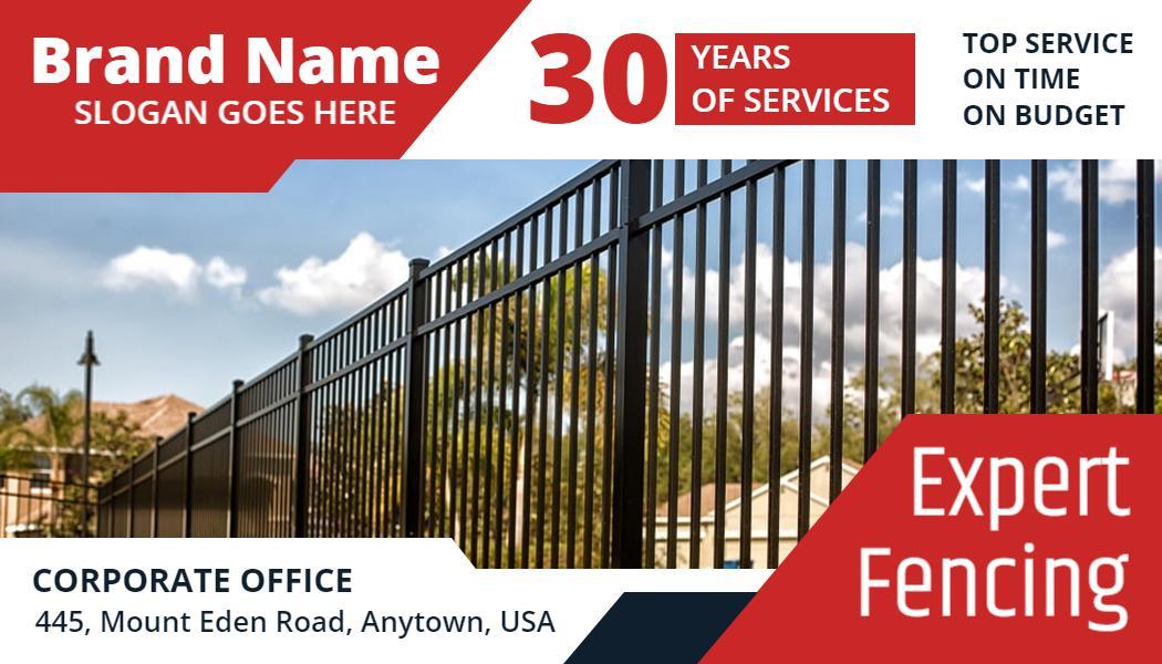 Professional Red and Gray Expert Fencing Visiting Card Template