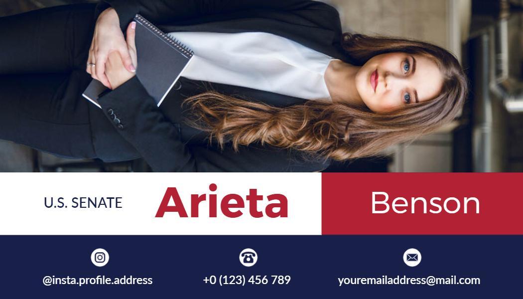Professional Red and Navy Political Campaign Business Card Template