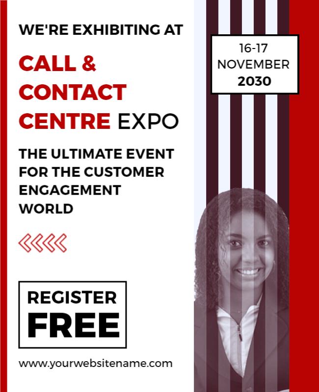 Professional Red Call and Contact Centre Expo Poster Template