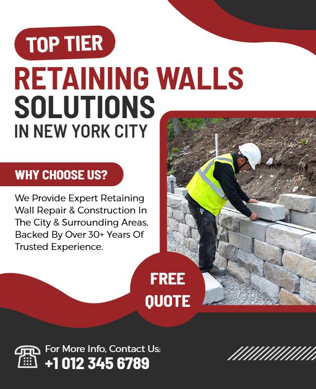Professional Retaining Wall Solutions Flyer Template