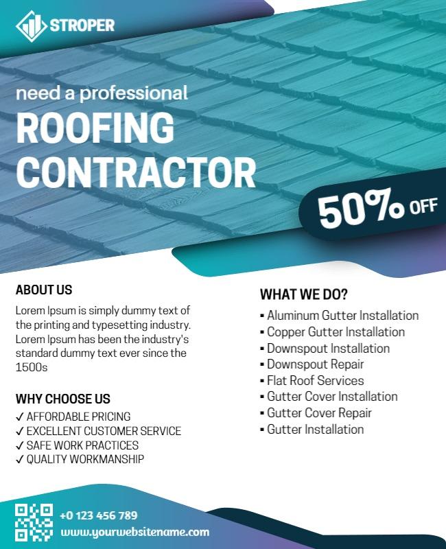 Professional Roofing Contractor Services Flyer Template