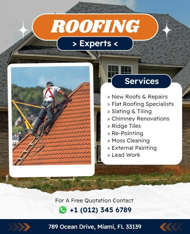 Professional Roofing Services Advertisement Flyer Template