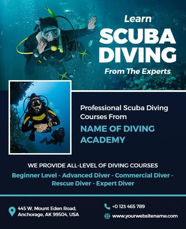 Professional Scuba Diving Academy Courses Flyer Template