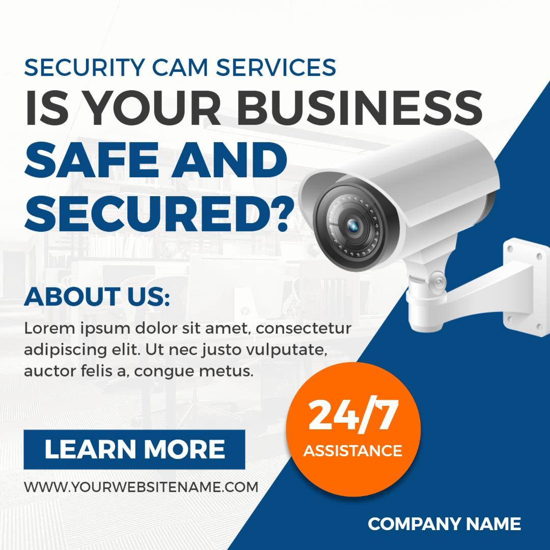 Professional Security Cam Services for Business Safety Promotion Ad Template