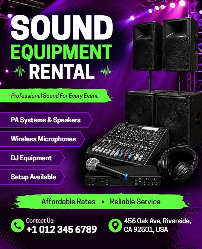Professional Sound Equipment Rental Flyer Template
