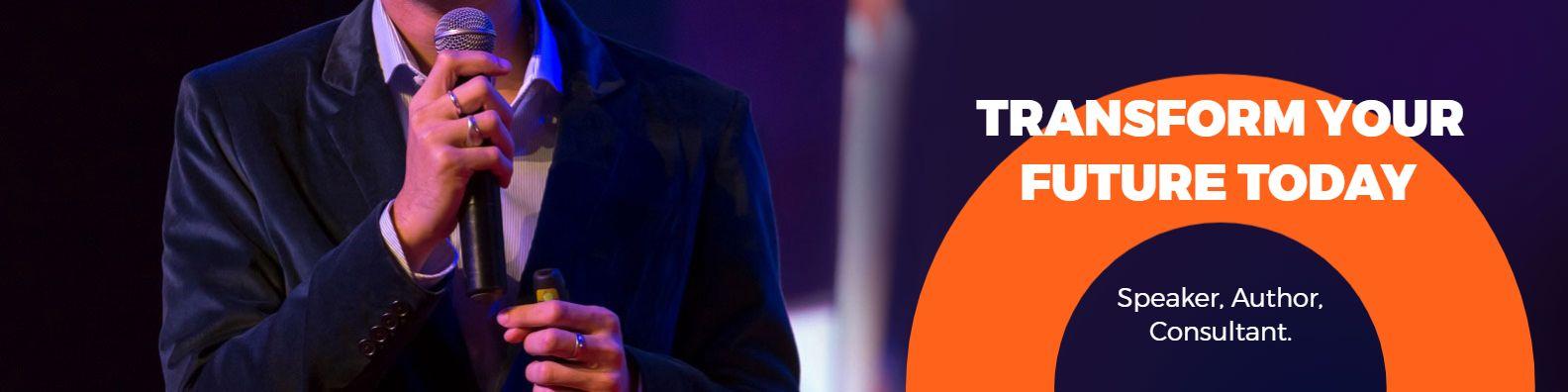 Professional Speaker with Orange Elements for LinkedIn Banner Template