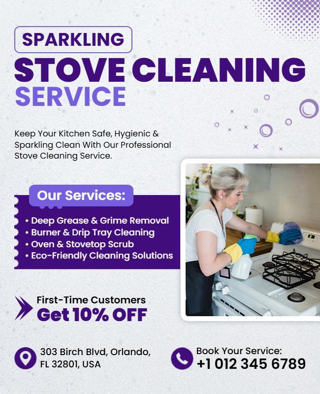 Professional Stove Cleaning Service Promotion Flyer Template