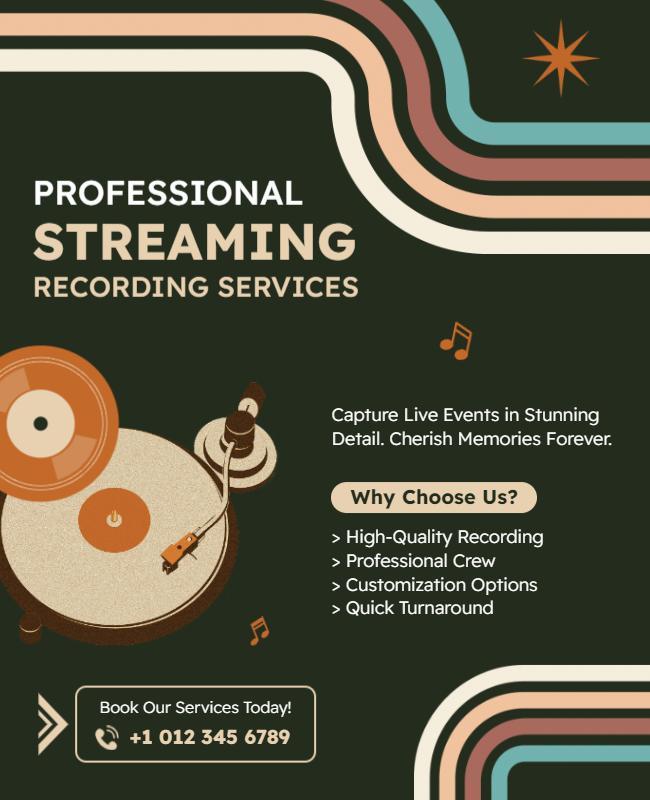 Professional Streaming Recording Services Flyer Template