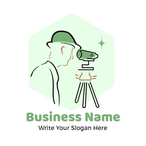 Professional Surveyor Using Advanced Equipment in Logo Template