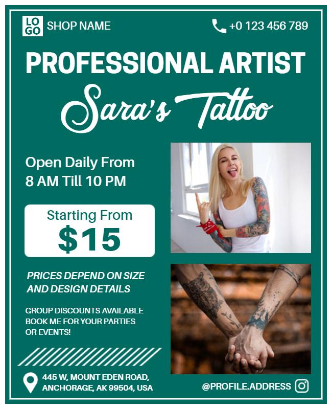 Professional Tattoo Artist Promotional Flyer Template