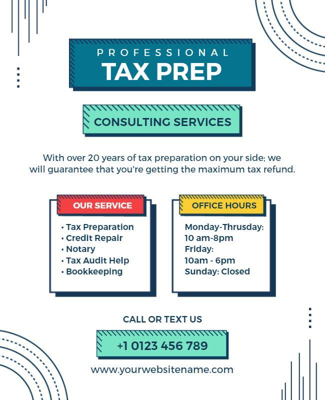 Professional Tax Preparation Consulting Services Flyer Template