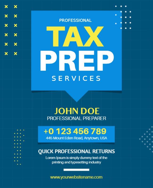 Dynamic Blue Modern Tax Preparation Services Flyer Template