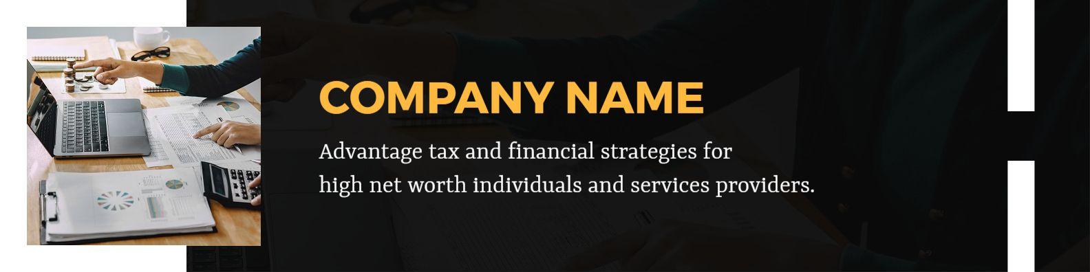 Professional Tax Strategy Consultation on Black LinkedIn Banner Template
