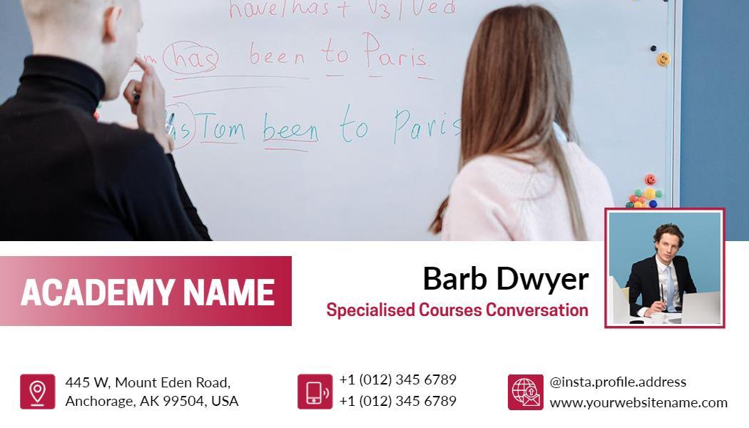 Professional Teacher Specialised Courses Business Card Template