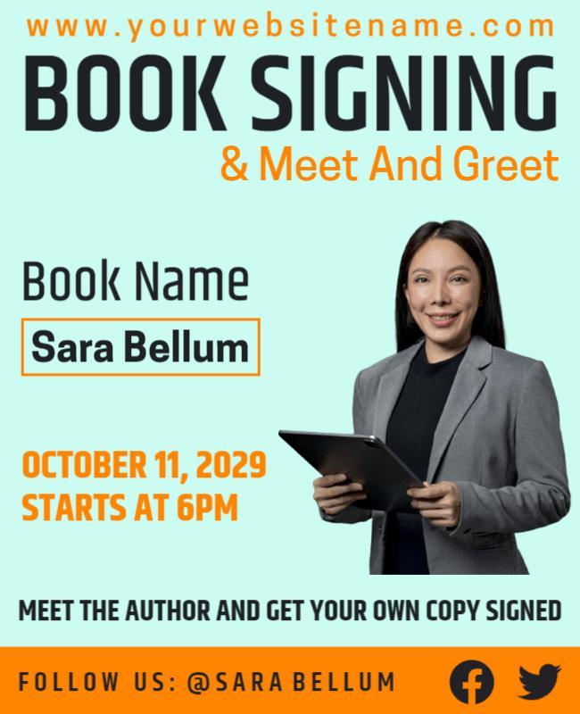 Professional Teal Book Signing and Meet and Greet Poster Template
