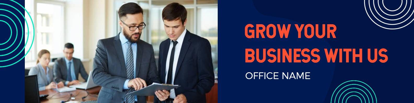 Professional Team Collaboration in a Bright Office LinkedIn Banner Template