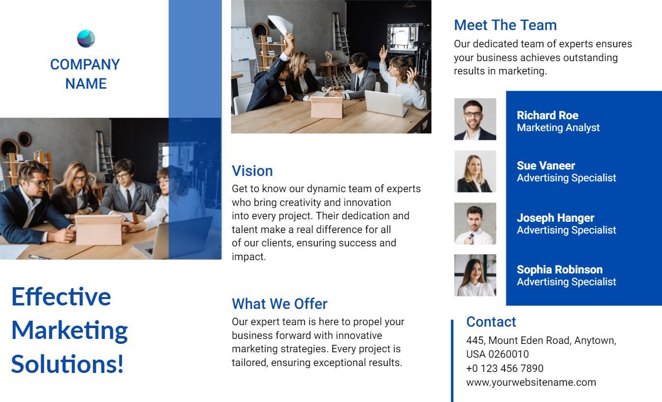 Professional Team Collaboration Marketing Solutions Brochure Template