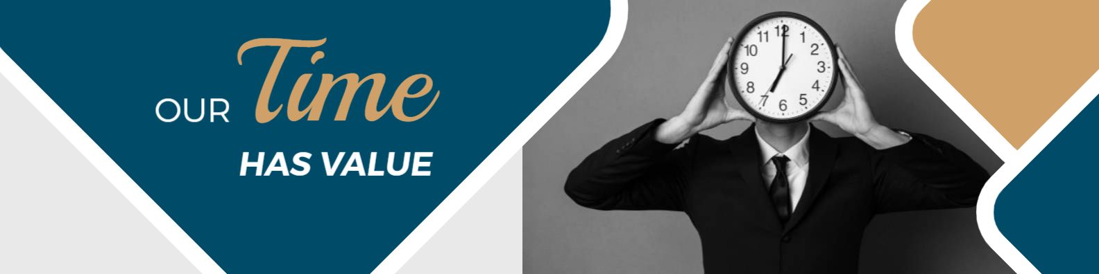 Professional Time Management Theme with Clock LinkedIn Banner Template