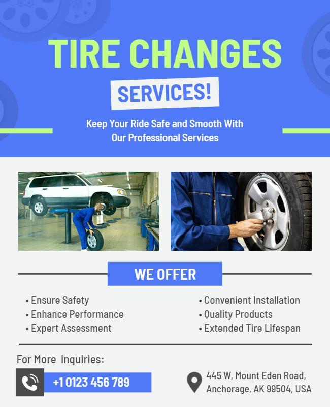 Professional Tire Change Service Flyer Template