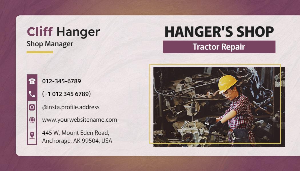 Professional Tractor Repair Shop Visiting Card Template