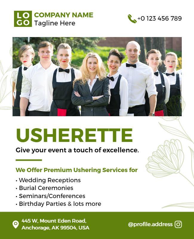 Professional Ushering Services Promotion Flyer Template