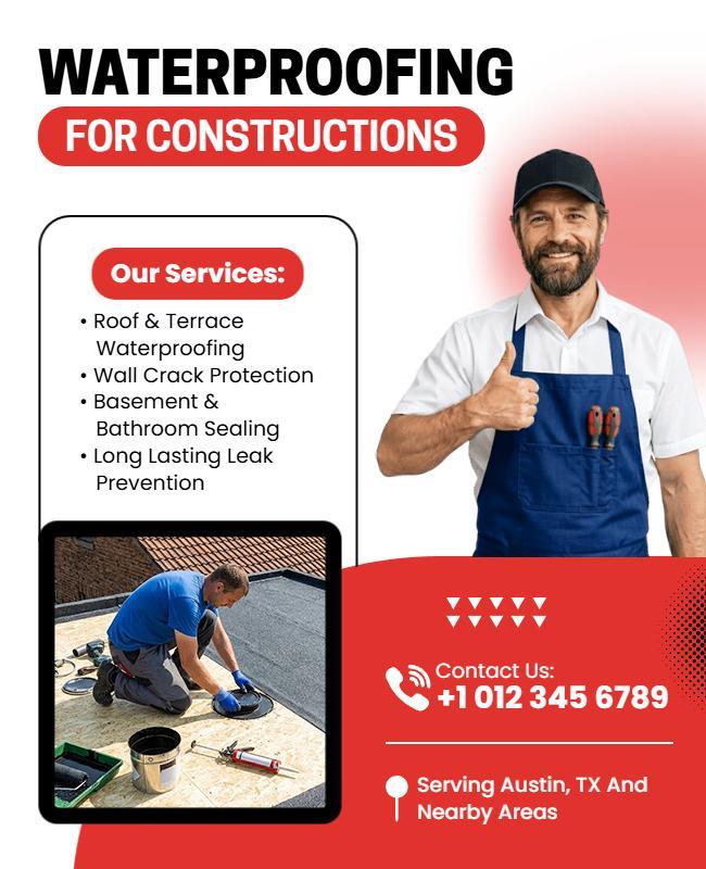 Professional Waterproofing Services for Constructions Flyer Template