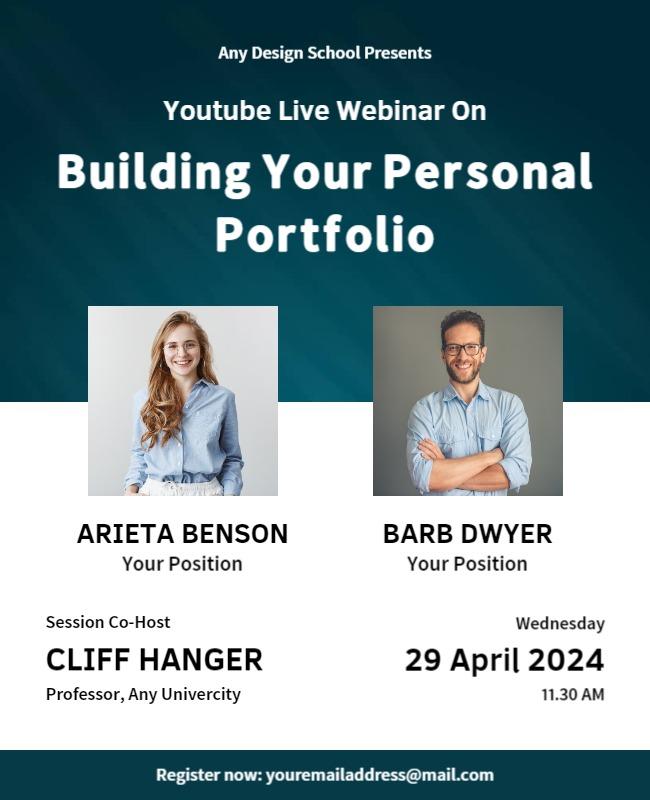 Professional Webinar Focused on Personal Portfolio Development Poster Template