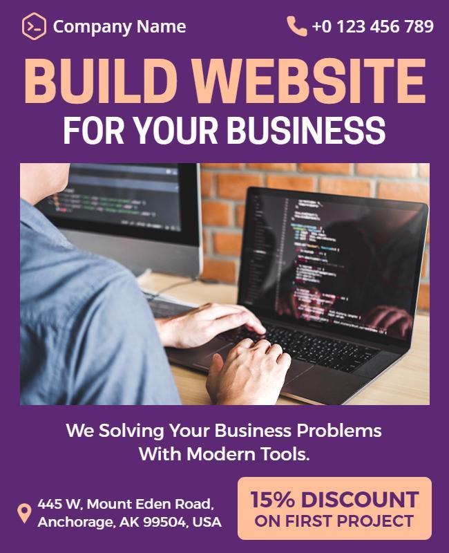 Modern Purple Website Development Services Flyer Template