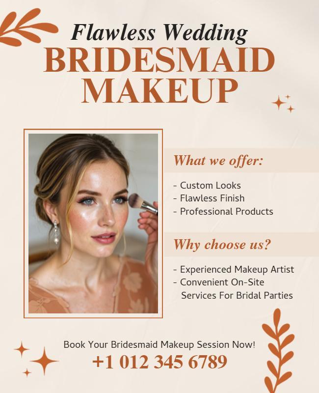 Professional Wedding Bridesmaid Makeup Service Promotion Flyer Template