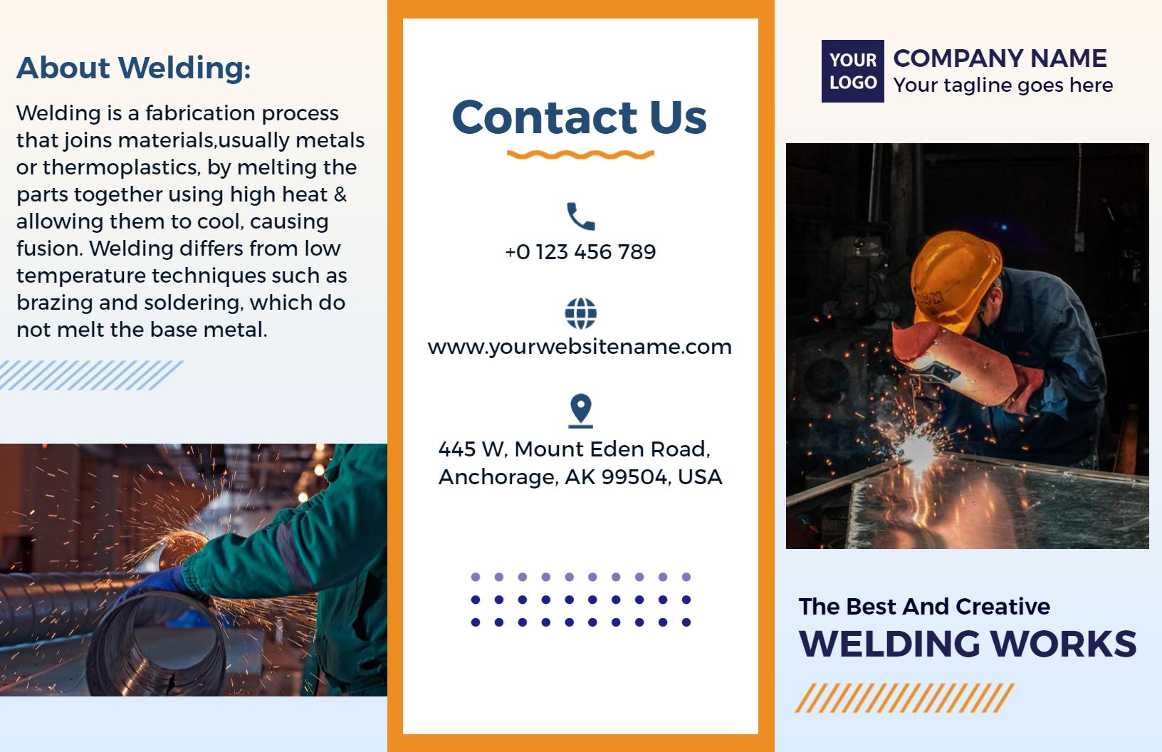Professional Welding Services Tri Fold Brochure Template