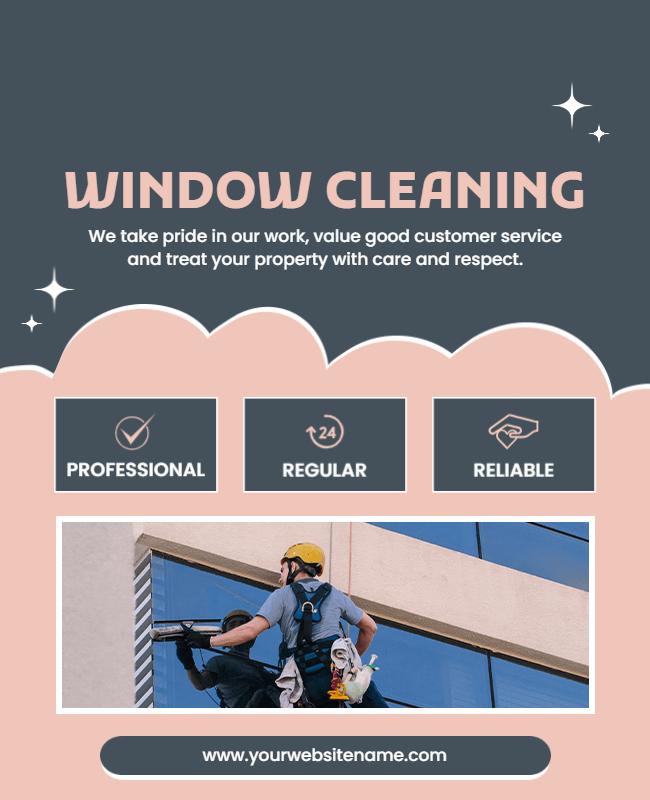 Chic Pink Window Cleaning Service Professional Flyer Template