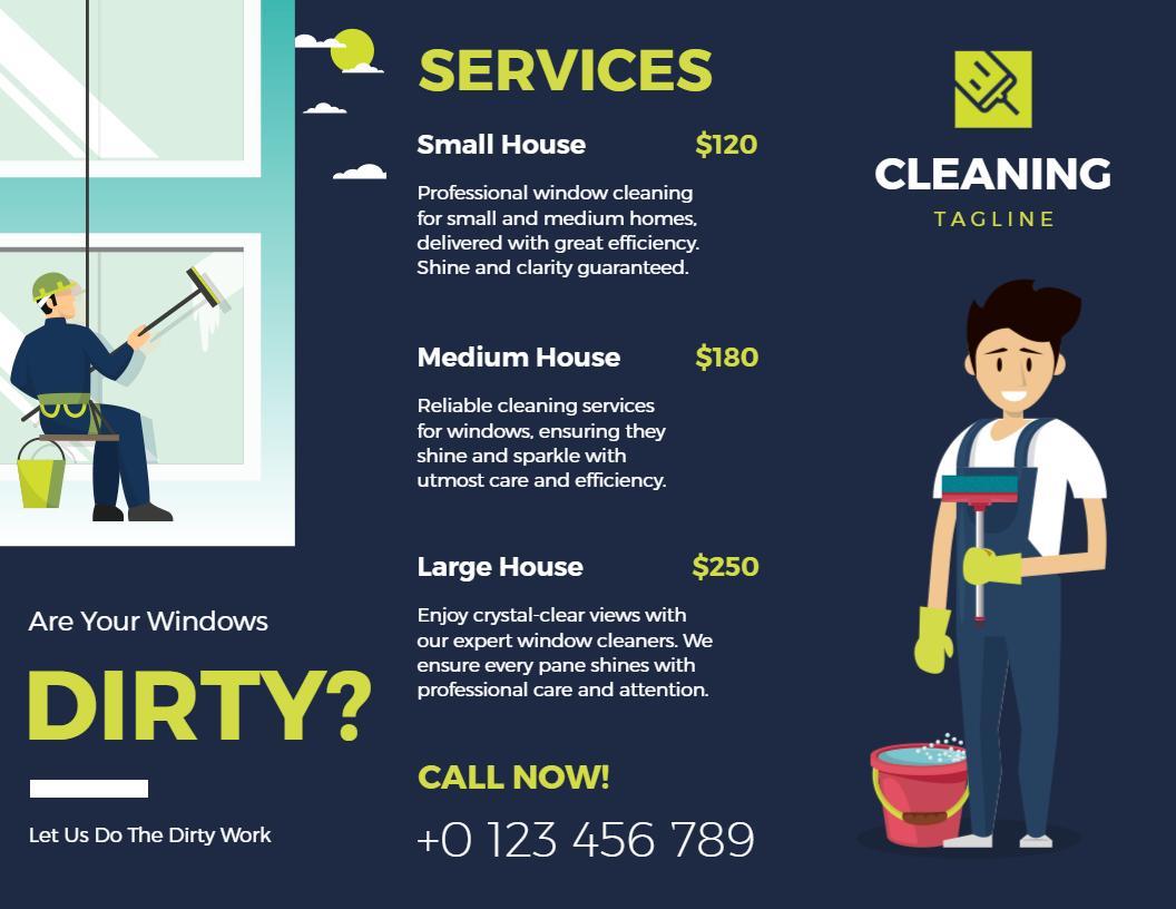 Professional Window Cleaning Services Pricing Brochure Template