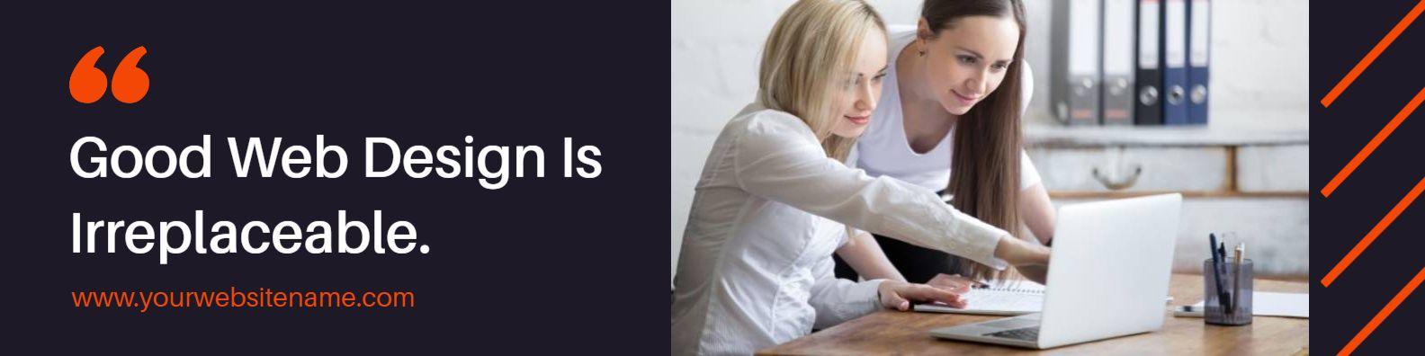 Professional Women Collaborating on Web Design LinkedIn Banner Template