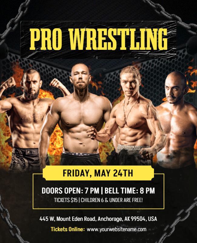 Professional Wrestling Match Event Flyer Template