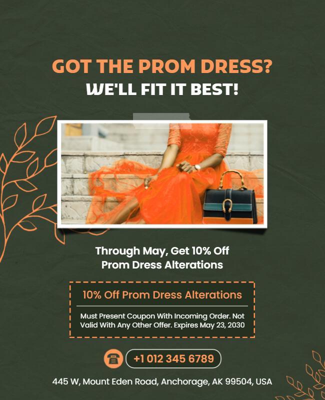 Prom Dress Alteration Discount Flyer Template