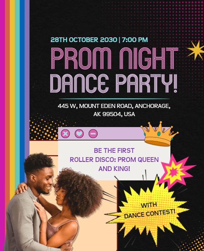 Prom Night Dance Party Celebration Flyer Template