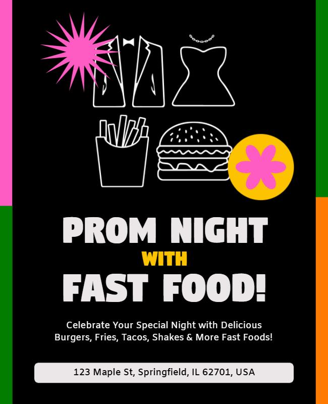 Prom Night Fast Food Celebration Flyer Template