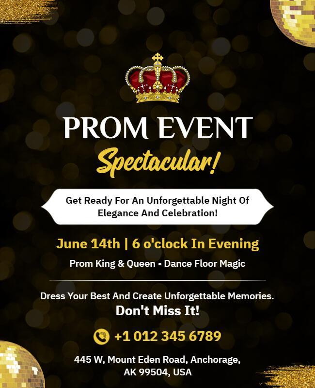 Prom Night Spectacular Event Celebration Flyer Template