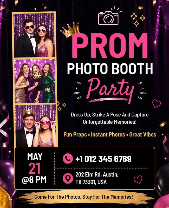 Prom Party Photo Booth Event Poster Template