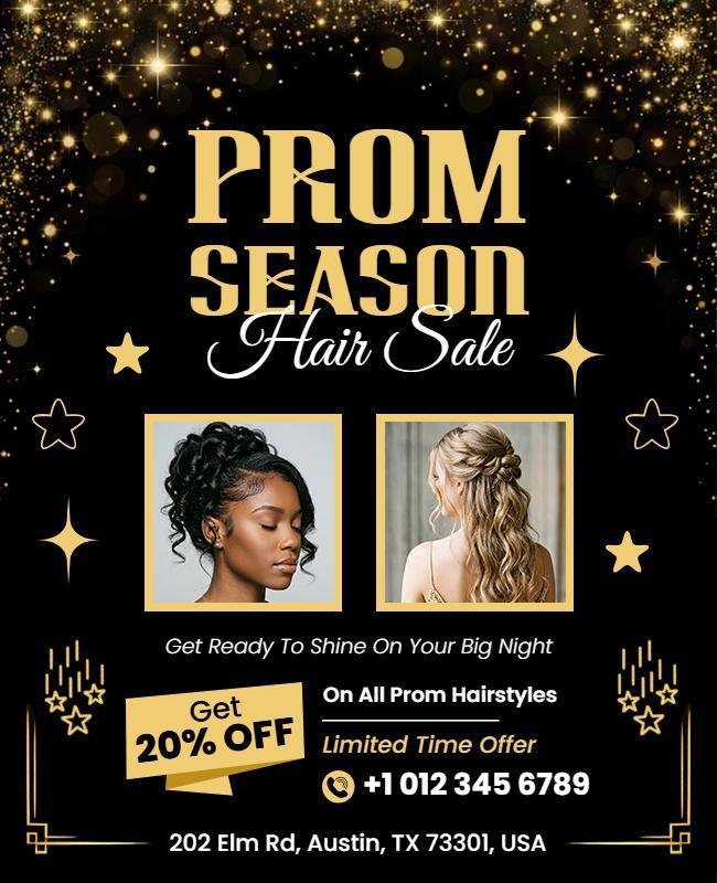 Prom Season Hair Sale Promotional Flyer Template