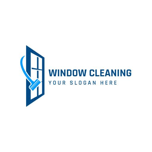 Prominent Blue Window Design Showcasing Professional Window Cleaning Logo Template