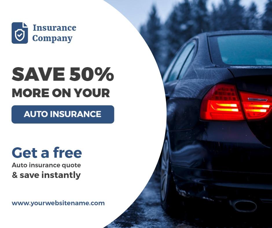 Prominent Dark Vehicle Auto Insurance Savings Offer Ad Template