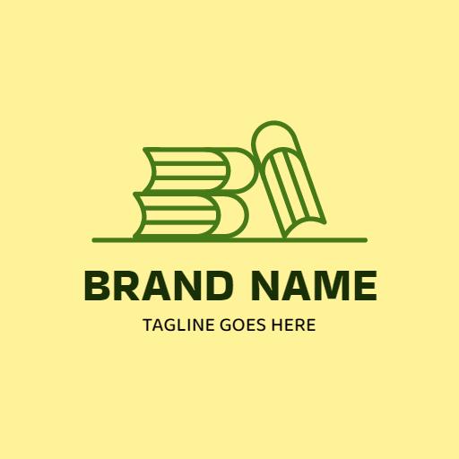 Prominent Green Books Representing Educational Resources Logo Template