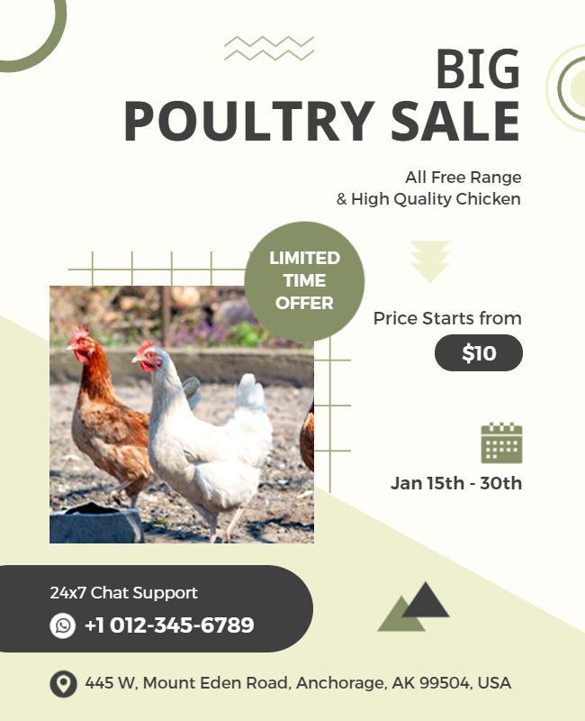 Promotional Green Free Range Poultry Sale Poster Template