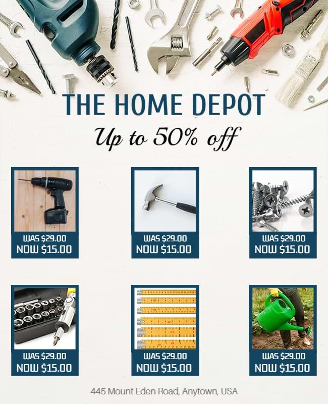 Promotional Savings Tools and Hardware Sale Poster Template