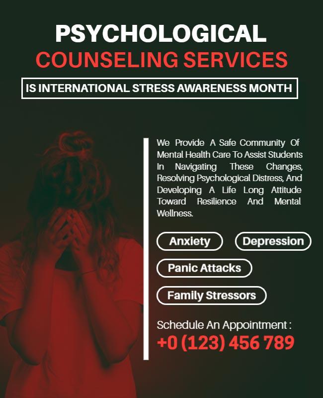 Psychological Counseling Services Awareness Flyer Template